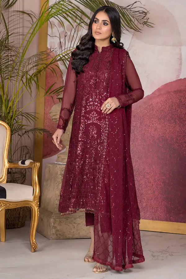 Zarif | Afreen Formals | ZA 04 MULBERRY - Hoorain Designer Wear - Pakistani Ladies Branded Stitched Clothes in United Kingdom, United states, CA and Australia