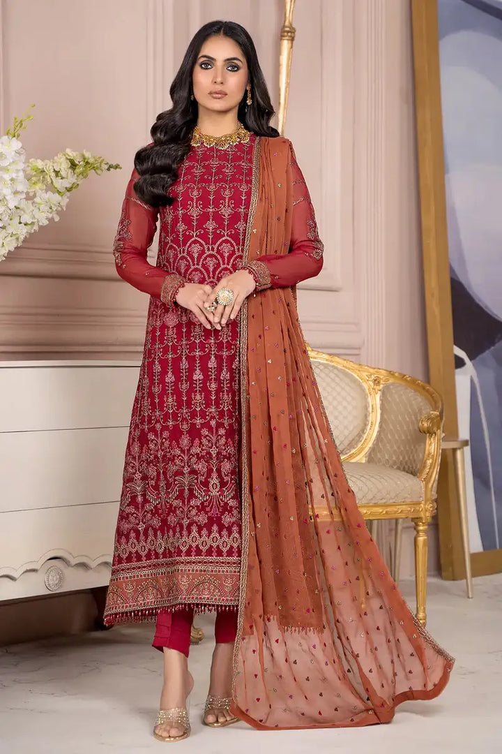 Zarif | Afreen Formals | ZA 08 GARNET - Hoorain Designer Wear - Pakistani Ladies Branded Stitched Clothes in United Kingdom, United states, CA and Australia