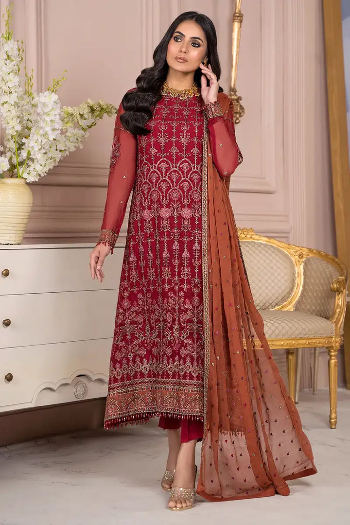 Zarif | Afreen Formals | ZA 08 GARNET - Hoorain Designer Wear - Pakistani Ladies Branded Stitched Clothes in United Kingdom, United states, CA and Australia
