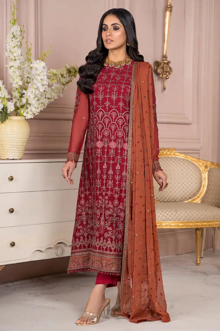 Zarif | Afreen Formals | ZA 08 GARNET - Hoorain Designer Wear - Pakistani Ladies Branded Stitched Clothes in United Kingdom, United states, CA and Australia