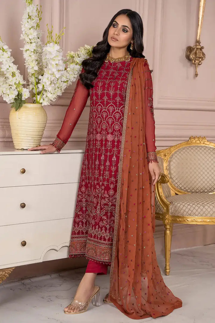 Zarif | Afreen Formals | ZA 08 GARNET - Hoorain Designer Wear - Pakistani Ladies Branded Stitched Clothes in United Kingdom, United states, CA and Australia