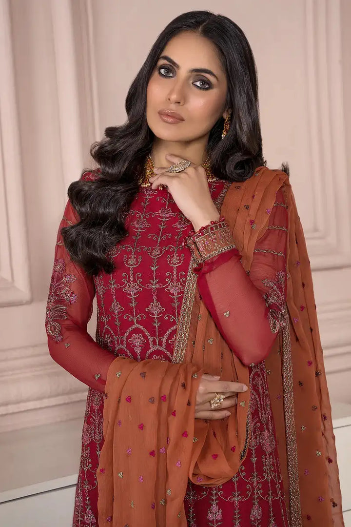 Zarif | Afreen Formals | ZA 08 GARNET - Hoorain Designer Wear - Pakistani Ladies Branded Stitched Clothes in United Kingdom, United states, CA and Australia