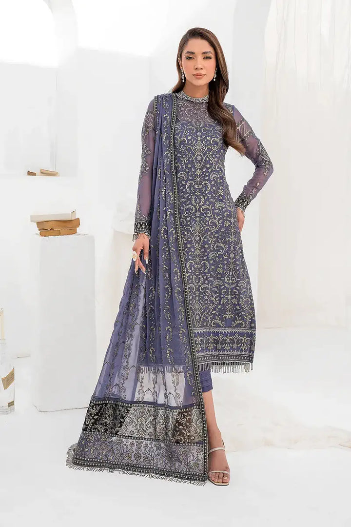 Zarif | LA CELESTE LUXURY Formals | ZLC 08 DUSTY TEAL - Pakistani Clothes for women, in United Kingdom and United States