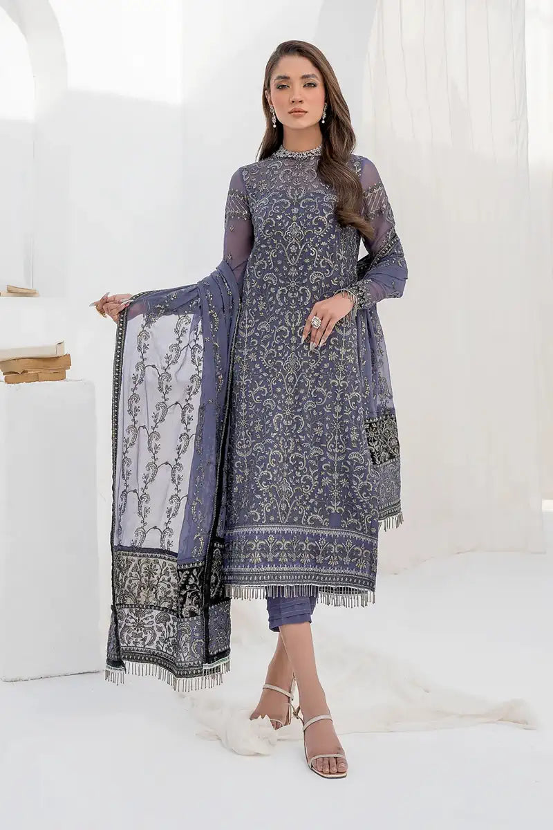 Zarif | LA CELESTE LUXURY Formals | ZLC 08 DUSTY TEAL - Pakistani Clothes for women, in United Kingdom and United States