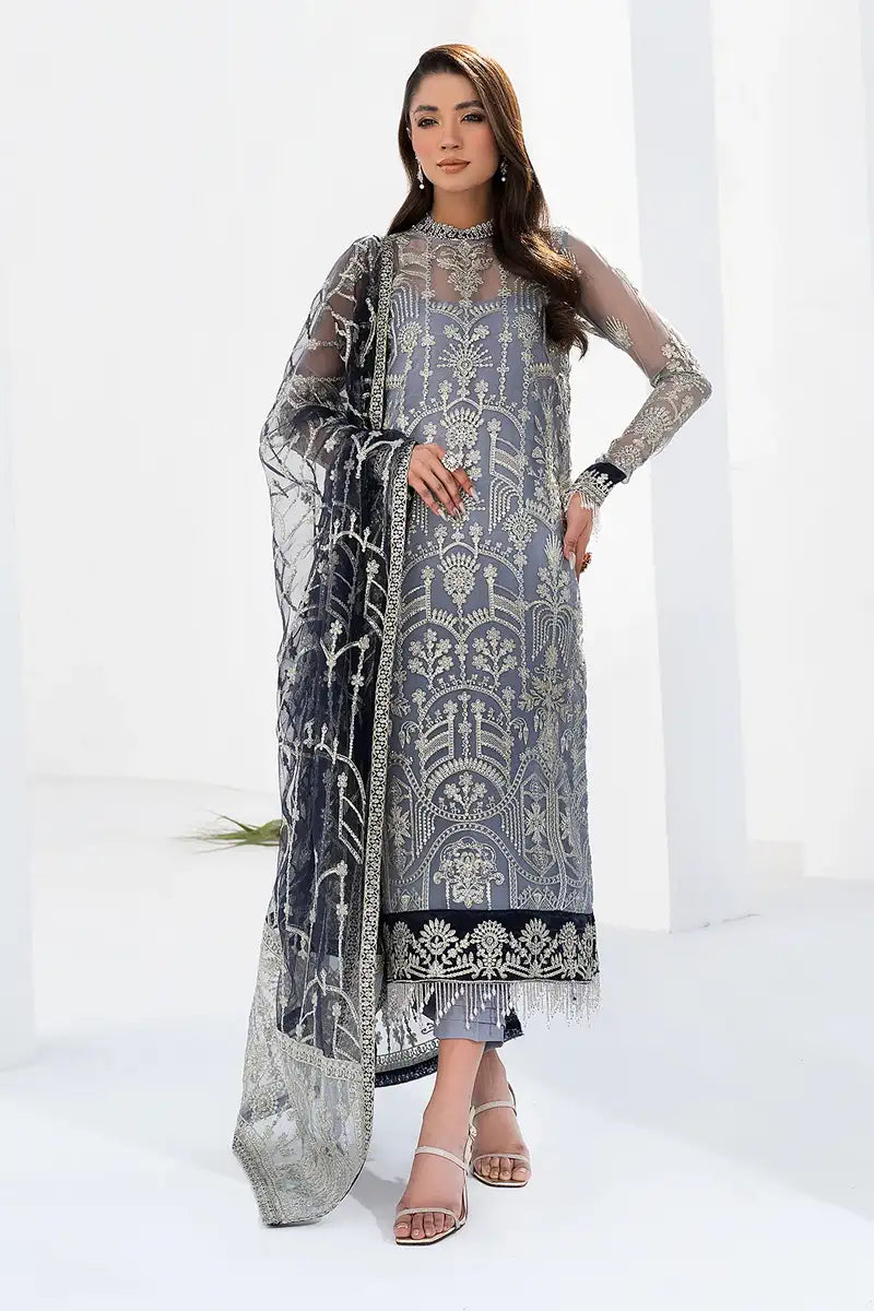 Zarif | LA CELESTE LUXURY Formals | ZLC 05 ASH GREY - Pakistani Clothes for women, in United Kingdom and United States