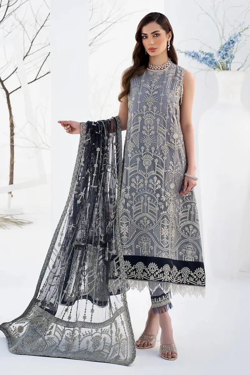 Zarif | LA CELESTE LUXURY Formals | ZLC 05 ASH GREY - Pakistani Clothes for women, in United Kingdom and United States