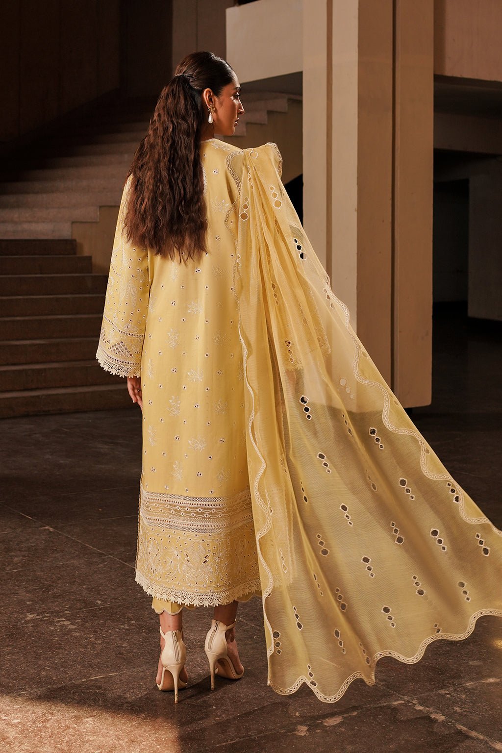 Afrozeh | Chikankari Lawn 24 | Canary - Pakistani Clothes - Hoorain Designer Wear