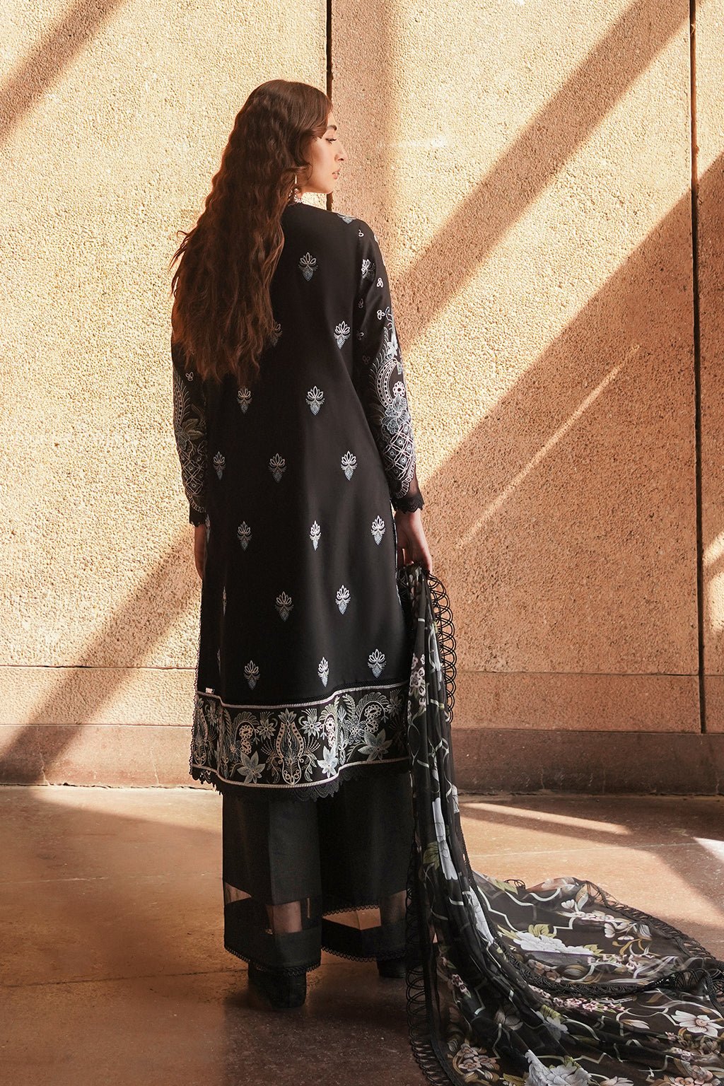 Afrozeh | Chikankari Lawn 24 | Caviar - Pakistani Clothes - Hoorain Designer Wear