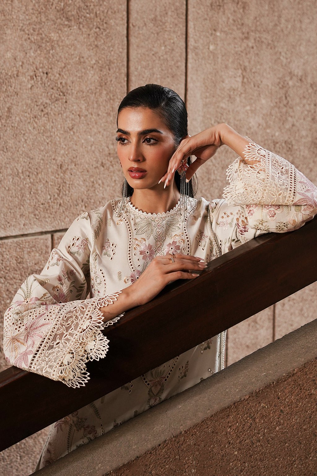 Afrozeh | Chikankari Lawn 24 | Gypsum - Pakistani Clothes - Hoorain Designer Wear