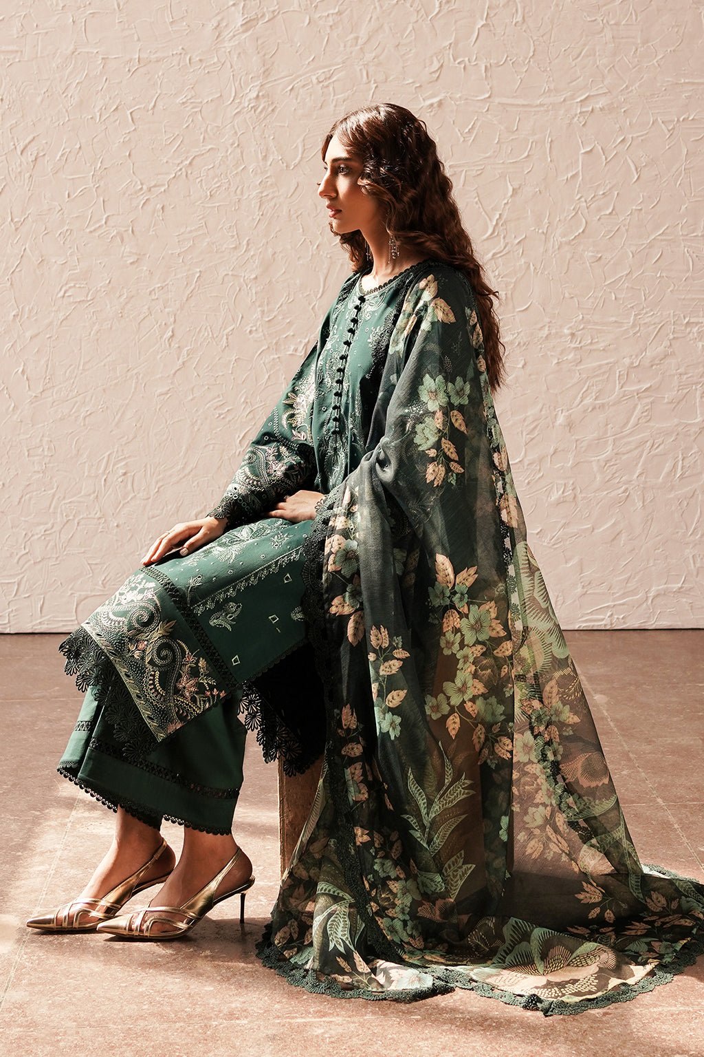 Afrozeh | Chikankari Lawn 24 | Viridian - Pakistani Clothes - Hoorain Designer Wear