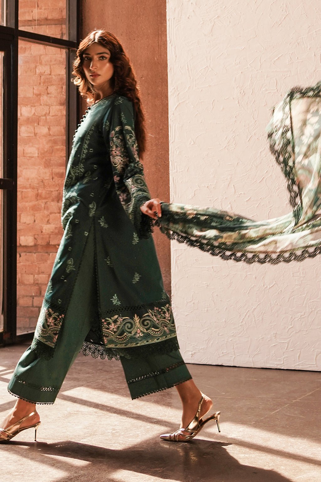 Afrozeh | Chikankari Lawn 24 | Viridian - Pakistani Clothes - Hoorain Designer Wear