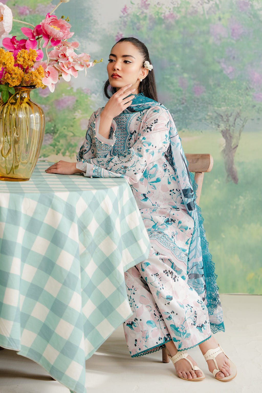 Afrozeh | The Floral Charm | Cashmere - Pakistani Clothes - Hoorain Designer Wear