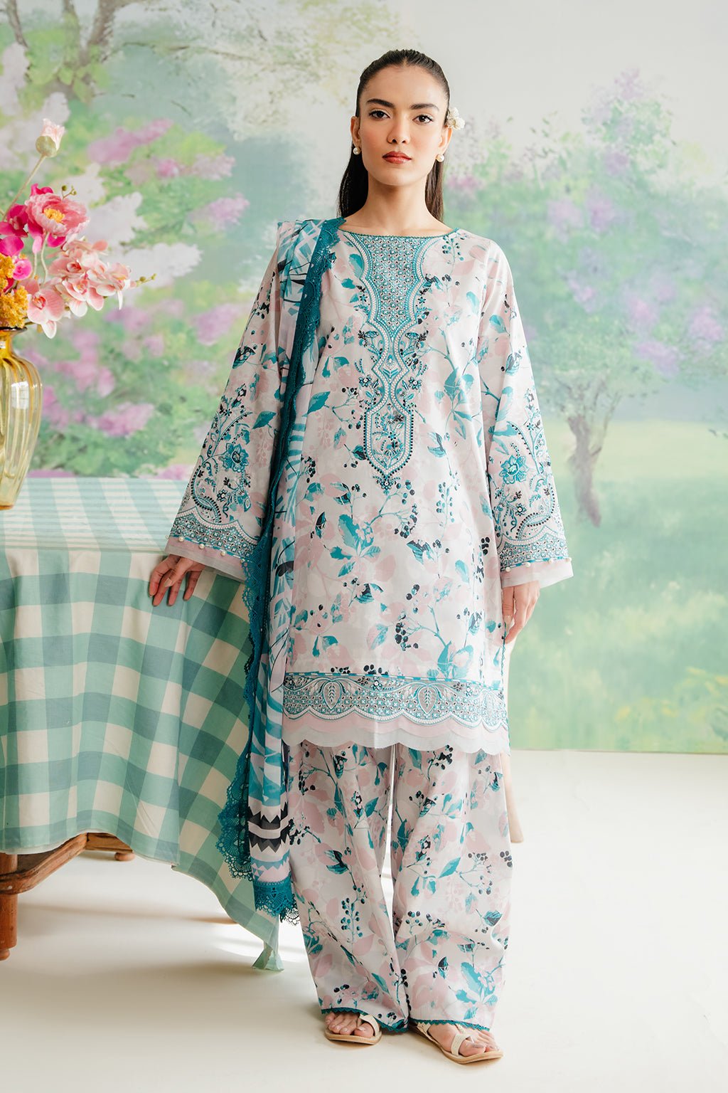 Afrozeh | The Floral Charm | Cashmere - Pakistani Clothes - Hoorain Designer Wear