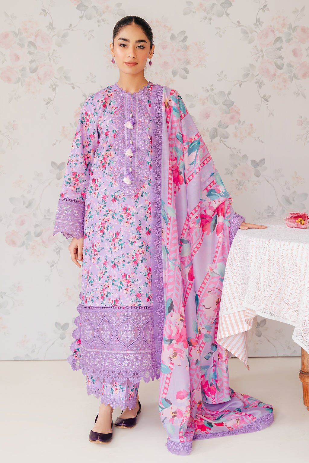 Afrozeh | The Floral Charm | Orchid - Pakistani Clothes - Hoorain Designer Wear