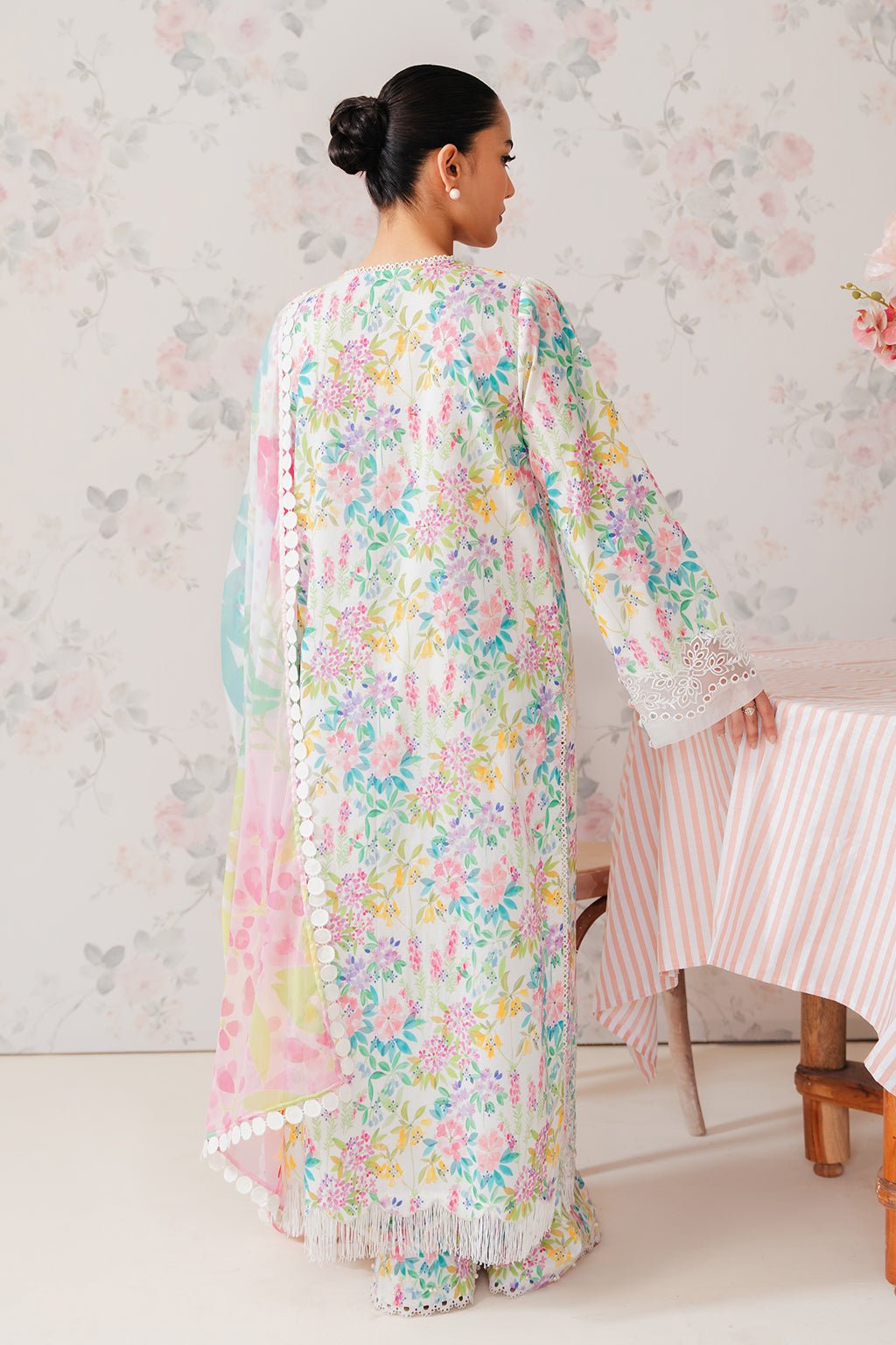 Afrozeh | The Floral Charm | Vanilla - Pakistani Clothes - Hoorain Designer Wear