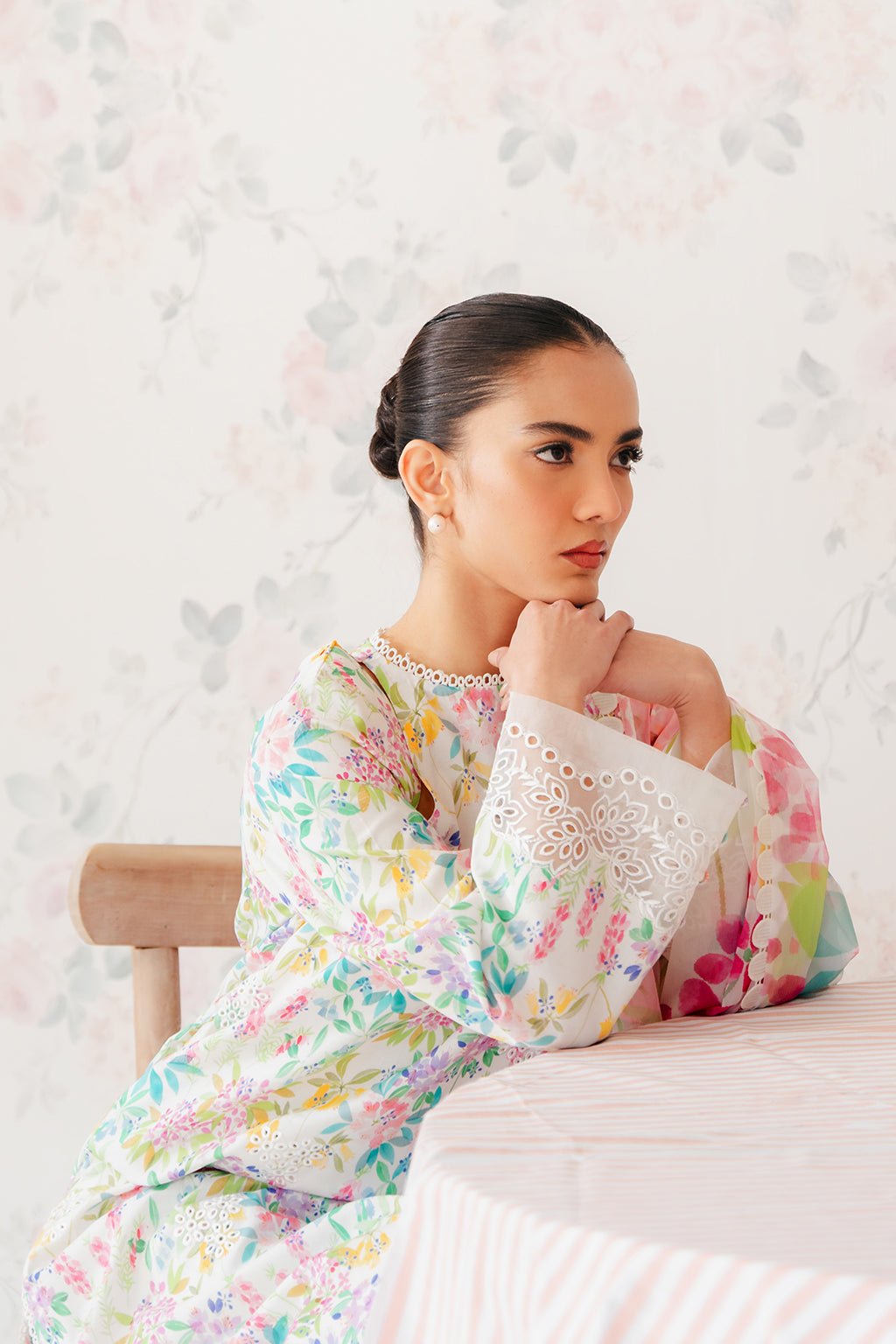 Afrozeh | The Floral Charm | Vanilla - Pakistani Clothes - Hoorain Designer Wear