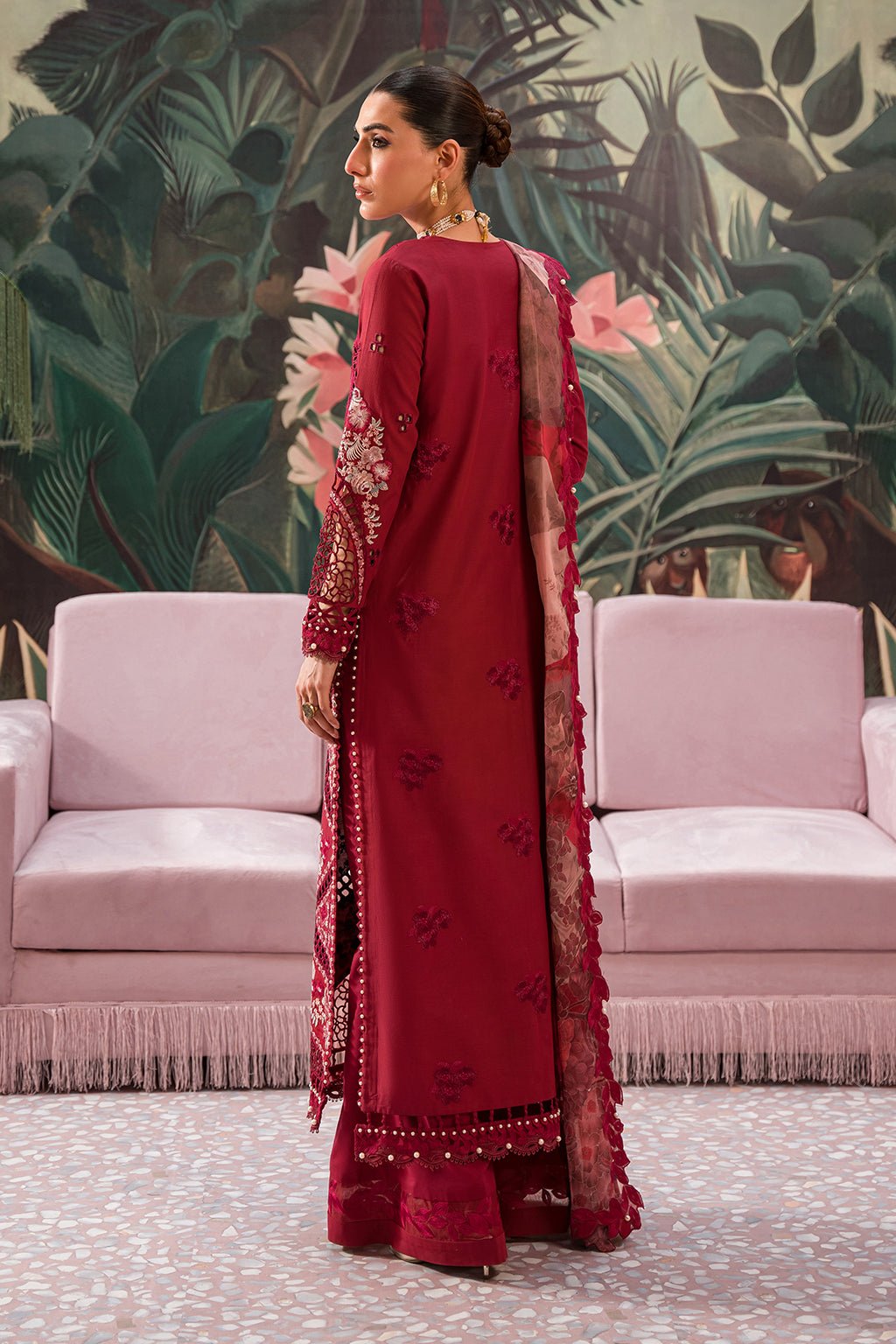 Afrozeh | The Pinted Grden Lawn 24 | Dahlia Dusk - Pakistani Clothes - Hoorain Designer Wear