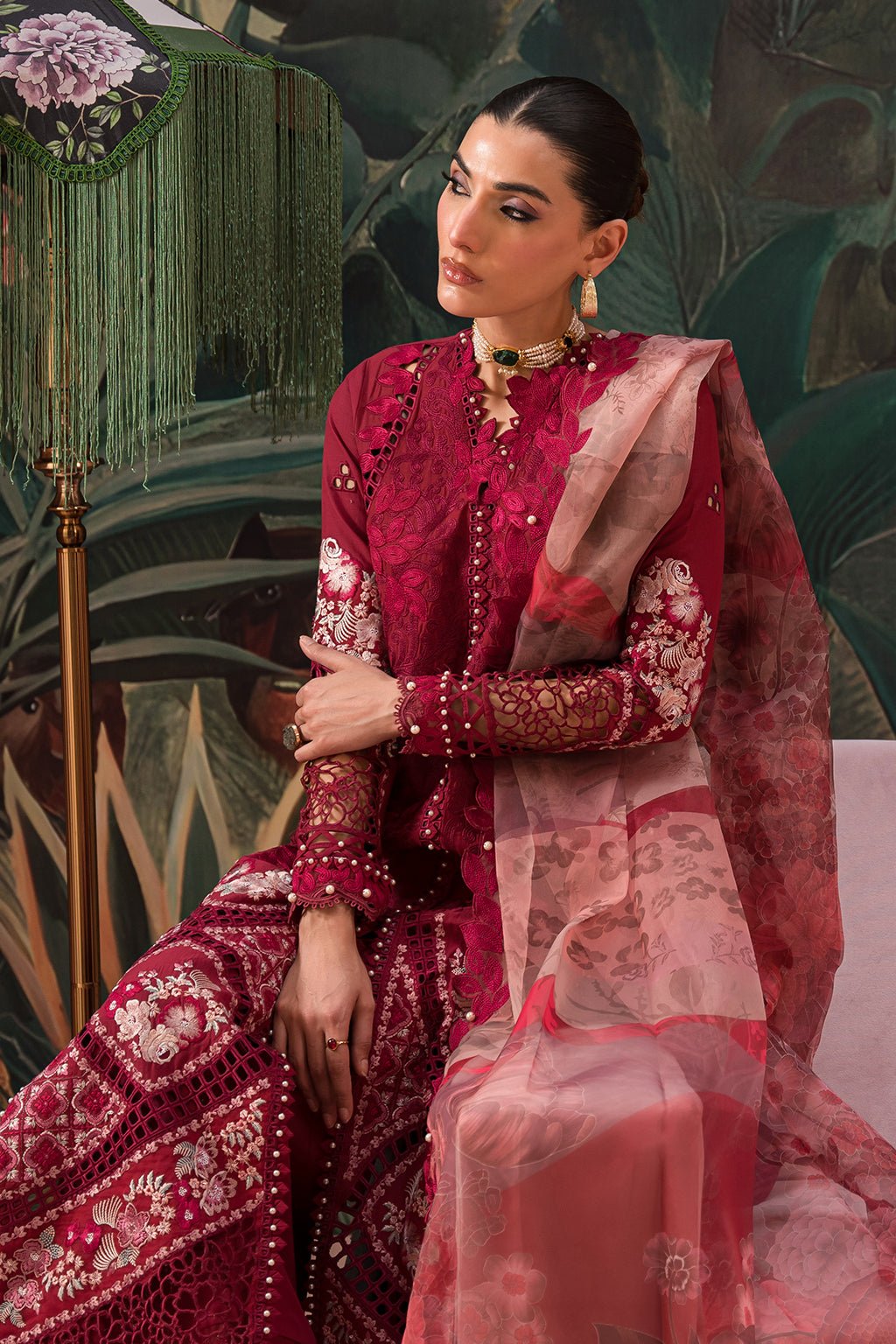 Afrozeh | The Pinted Grden Lawn 24 | Dahlia Dusk - Pakistani Clothes - Hoorain Designer Wear