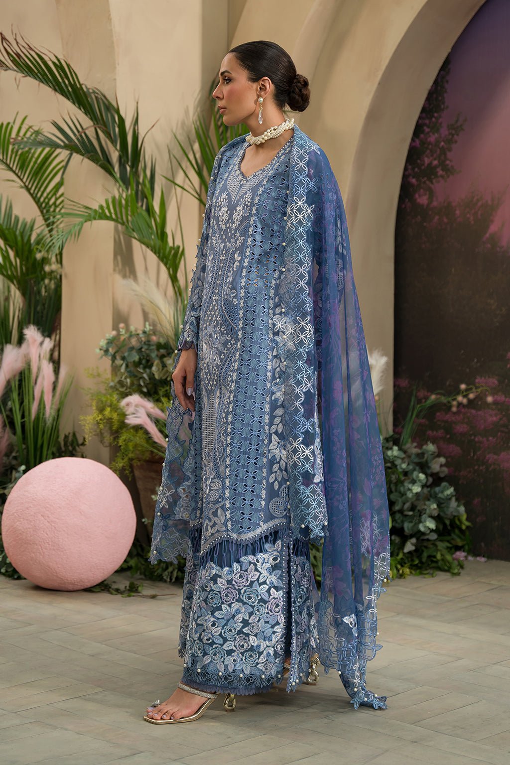 Afrozeh | The Pinted Grden Lawn 24 | Indigo Ink - Pakistani Clothes - Hoorain Designer Wear