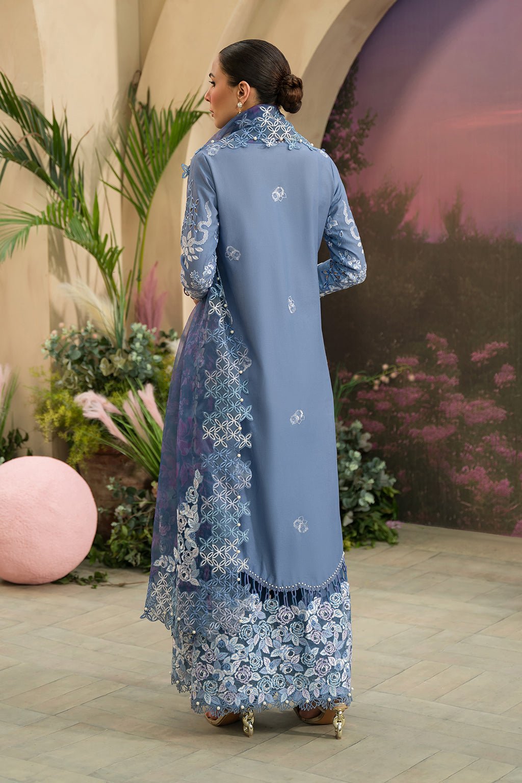 Afrozeh | The Pinted Grden Lawn 24 | Indigo Ink - Pakistani Clothes - Hoorain Designer Wear