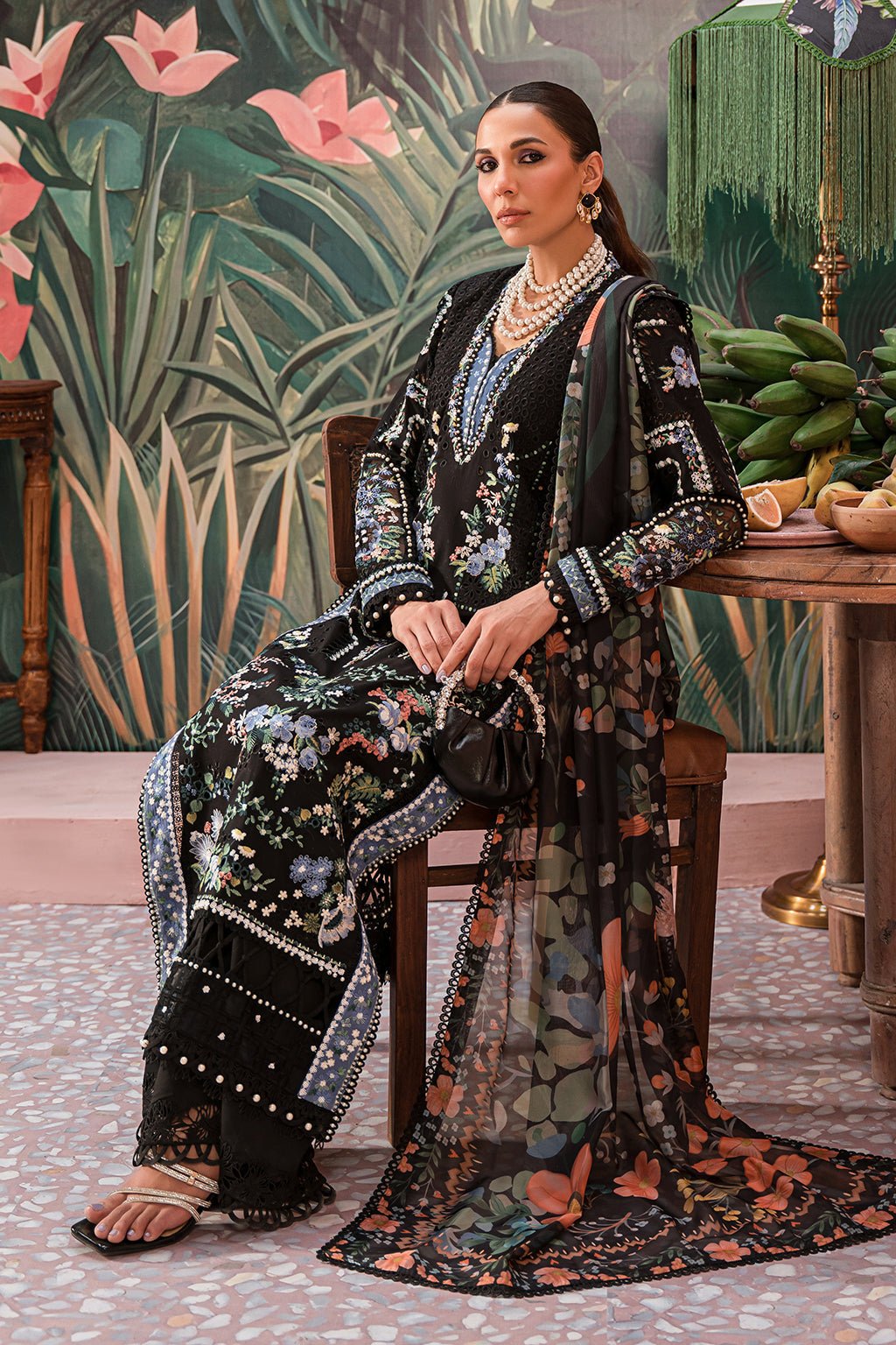 Afrozeh | The Pinted Grden Lawn 24 | Midnight Muse - Pakistani Clothes - Hoorain Designer Wear