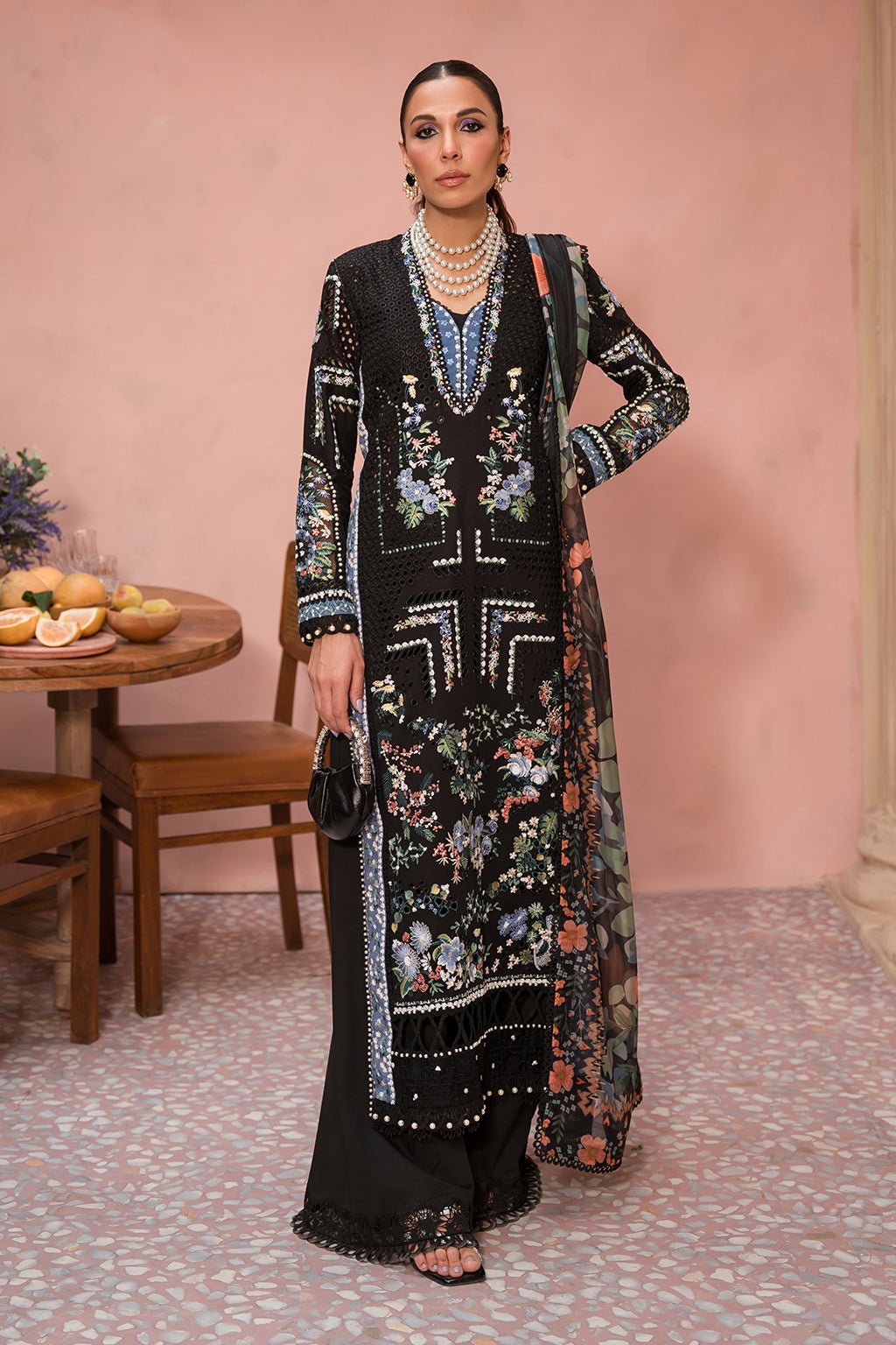 Afrozeh | The Pinted Grden Lawn 24 | Midnight Muse - Pakistani Clothes - Hoorain Designer Wear