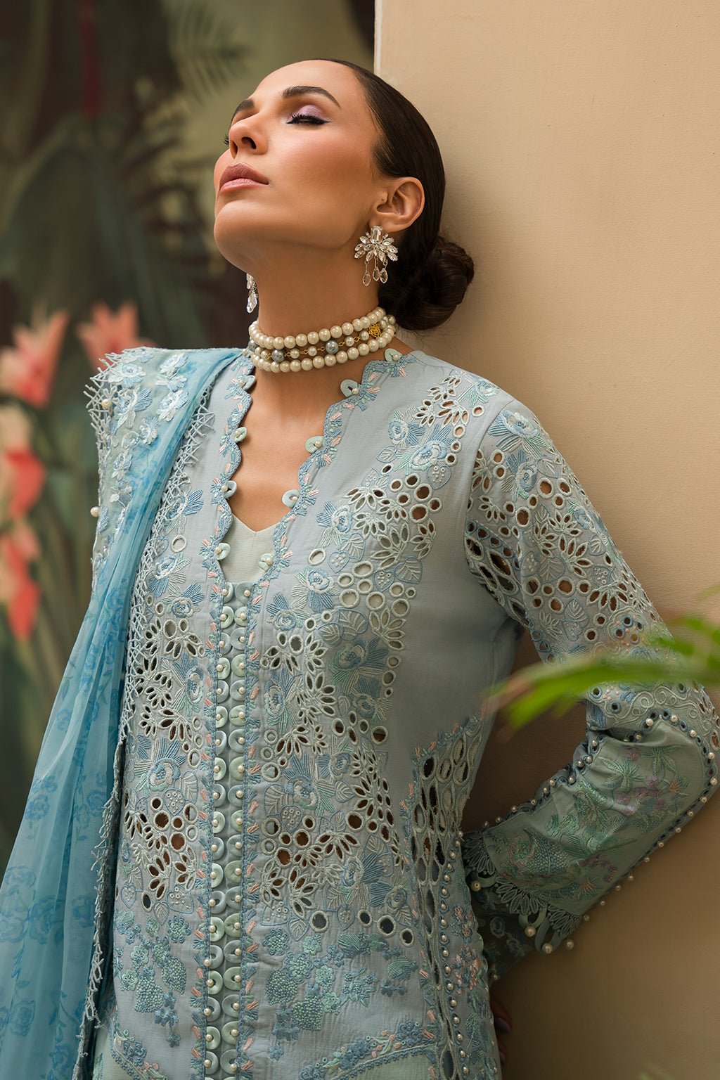 Afrozeh | The Pinted Grden Lawn 24 | Serene Sapphire - Pakistani Clothes - Hoorain Designer Wear