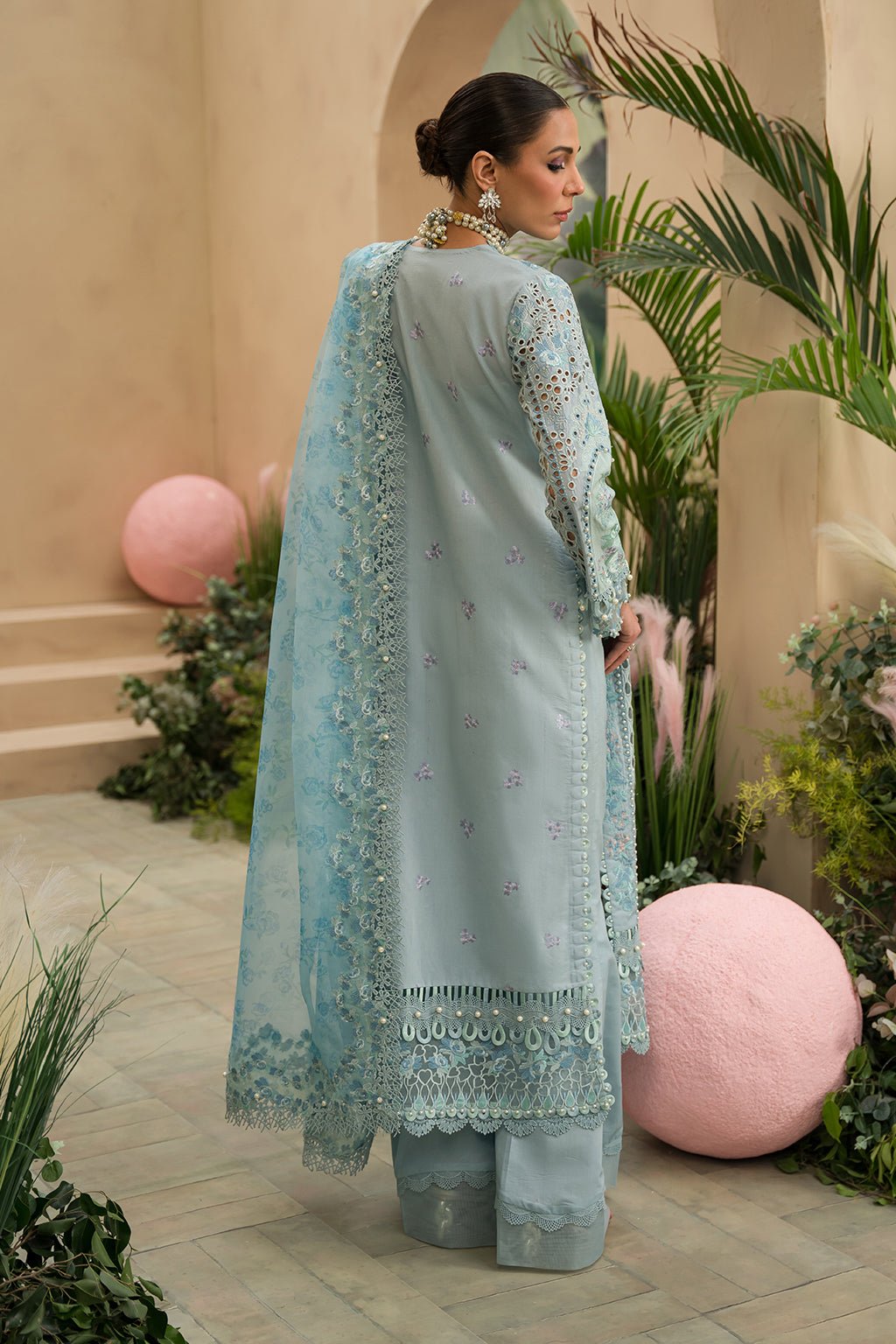 Afrozeh | The Pinted Grden Lawn 24 | Serene Sapphire - Pakistani Clothes - Hoorain Designer Wear