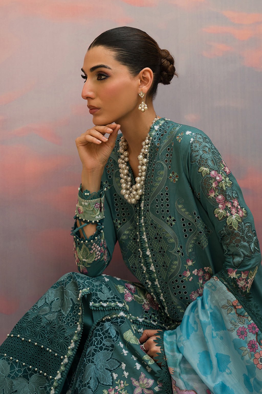 Afrozeh | The Pinted Grden Lawn 24 | Stellar Sage - Pakistani Clothes - Hoorain Designer Wear