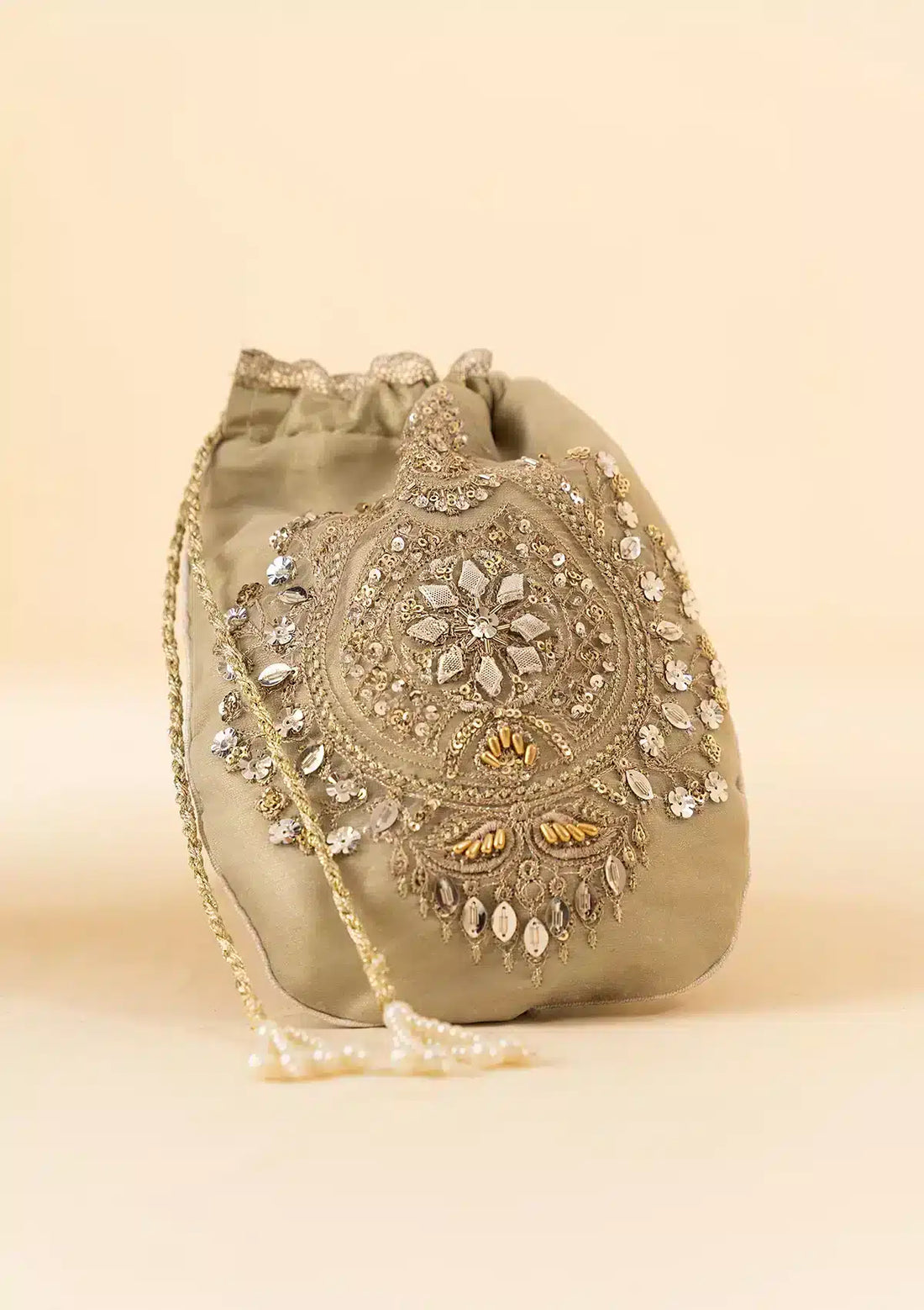 GREY MASOORI SILK POTLI - Pakistani Clothes for women, in United Kingdom and United States