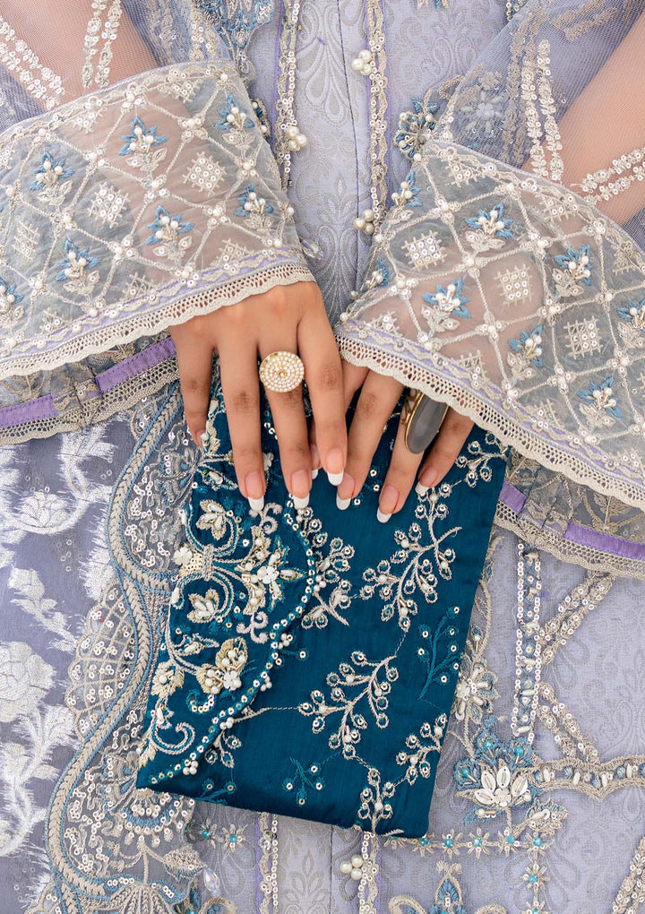 TEAL SILK ENVELOPE CLUTCH - Hoorain Designer Wear - Pakistani Ladies Branded Stitched Clothes in United Kingdom, United states, CA and Australia