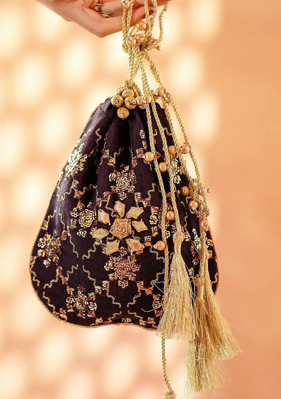 PURPLE SILK POTLI - Pakistani Clothes for women, in United Kingdom and United States