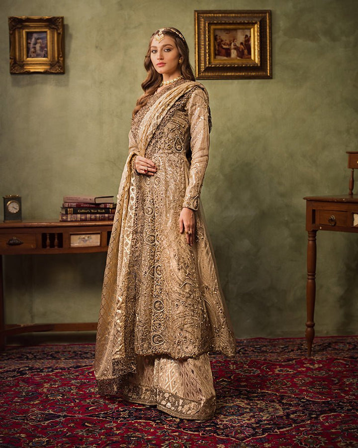 Ain | Aroosh Luxury Formals 24 | AR - 77 SAIBA (Gold) - Pakistani Clothes - Hoorain Designer Wear