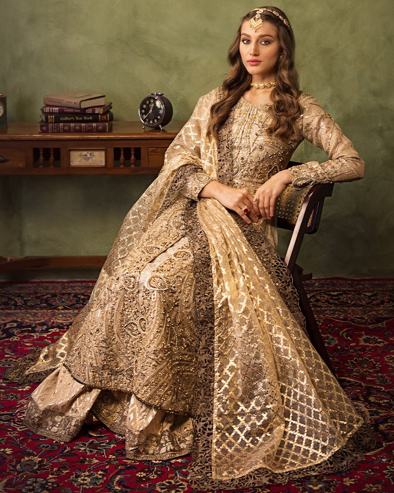 Ain | Aroosh Luxury Formals 24 | AR - 77 SAIBA (Gold) - Pakistani Clothes - Hoorain Designer Wear