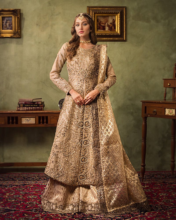Ain | Aroosh Luxury Formals 24 | AR - 77 SAIBA (Gold) - Pakistani Clothes - Hoorain Designer Wear