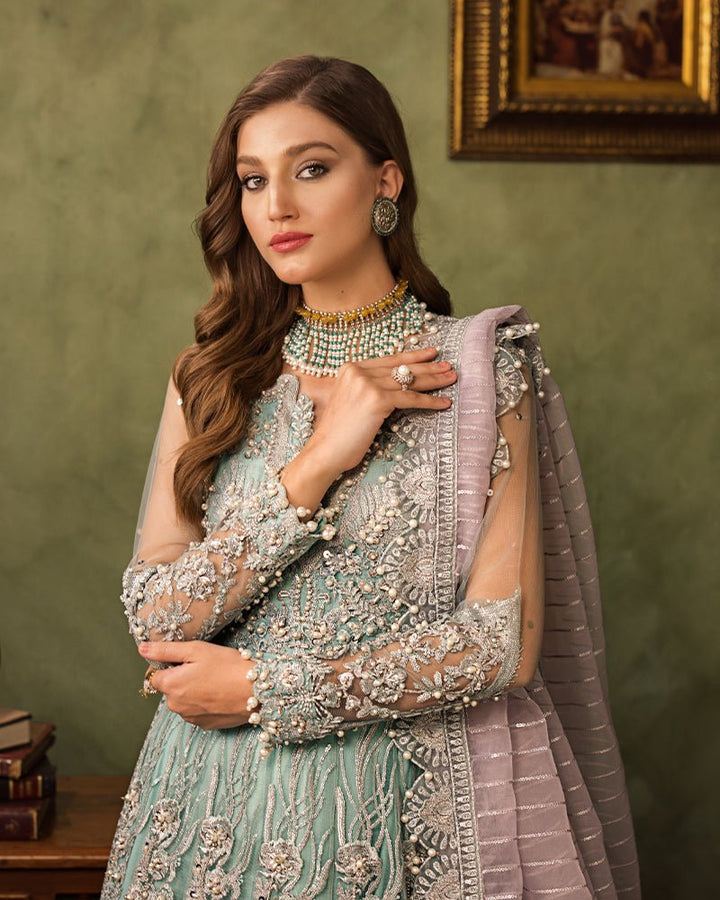 Ain | Aroosh Luxury Formals 24 | AR - 89 CHASHM (Aqua Blue) - Pakistani Clothes - Hoorain Designer Wear