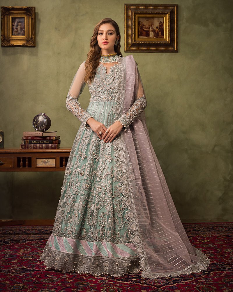 Ain | Aroosh Luxury Formals 24 | AR - 89 CHASHM (Aqua Blue) - Pakistani Clothes - Hoorain Designer Wear