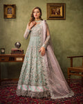 Ain | Aroosh Luxury Formals 24 | AR - 89 CHASHM (Aqua Blue) - Pakistani Clothes - Hoorain Designer Wear