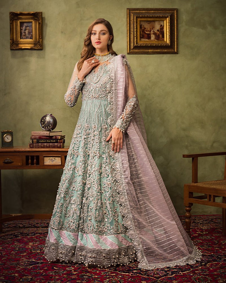 Ain | Aroosh Luxury Formals 24 | AR - 89 CHASHM (Aqua Blue) - Pakistani Clothes - Hoorain Designer Wear
