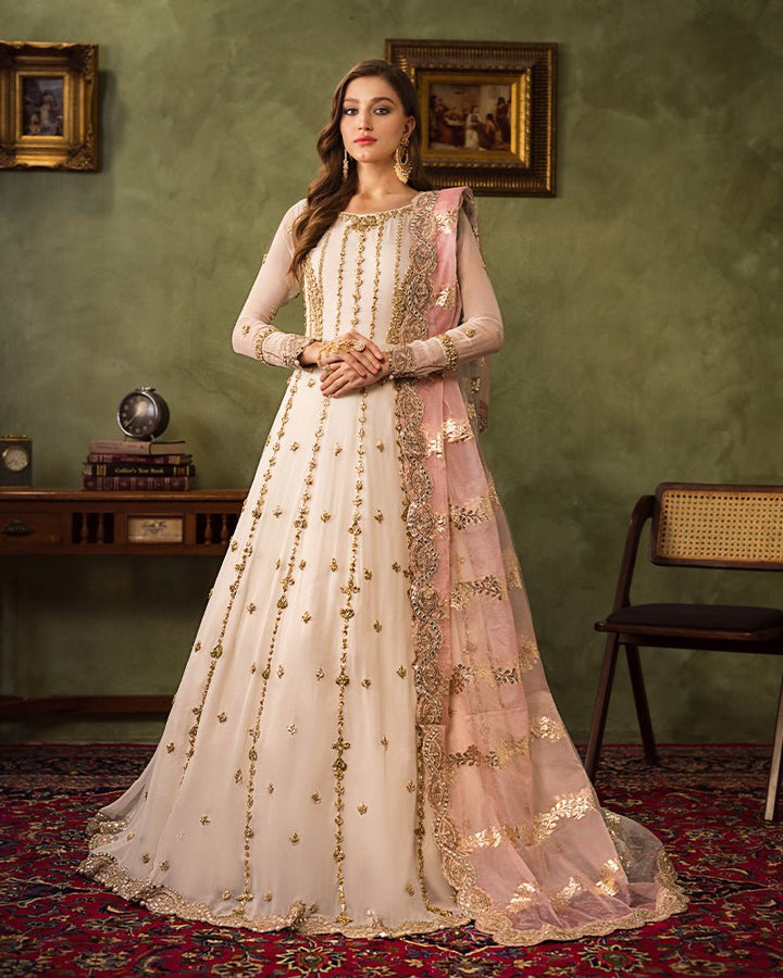 Ain | Aroosh Luxury Formals 24 | AR - 91 NOOR - E - NAZAR (Off White) - Pakistani Clothes - Hoorain Designer Wear