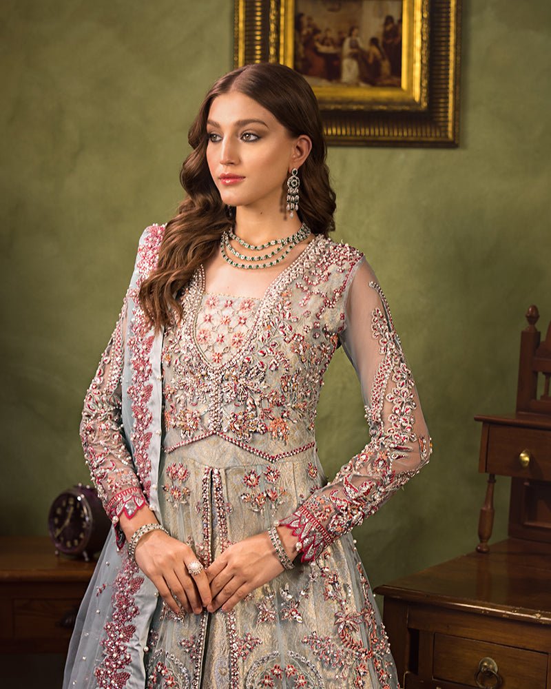 Ain | Aroosh Luxury Formals 24 | AR - 93 ALEESHA (Ice Grey) - Pakistani Clothes - Hoorain Designer Wear