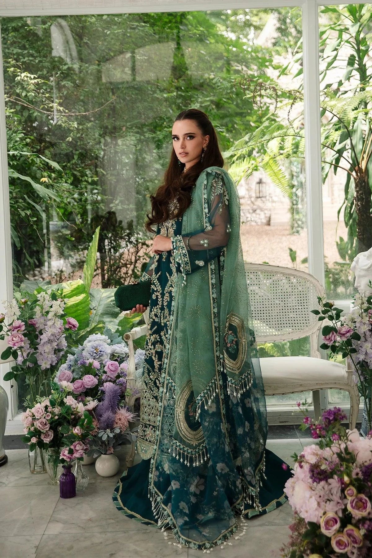 AJR Couture | Alif Luxury Wedding Formals 23 | Teal - Pakistani Clothes - Hoorain Designer Wear