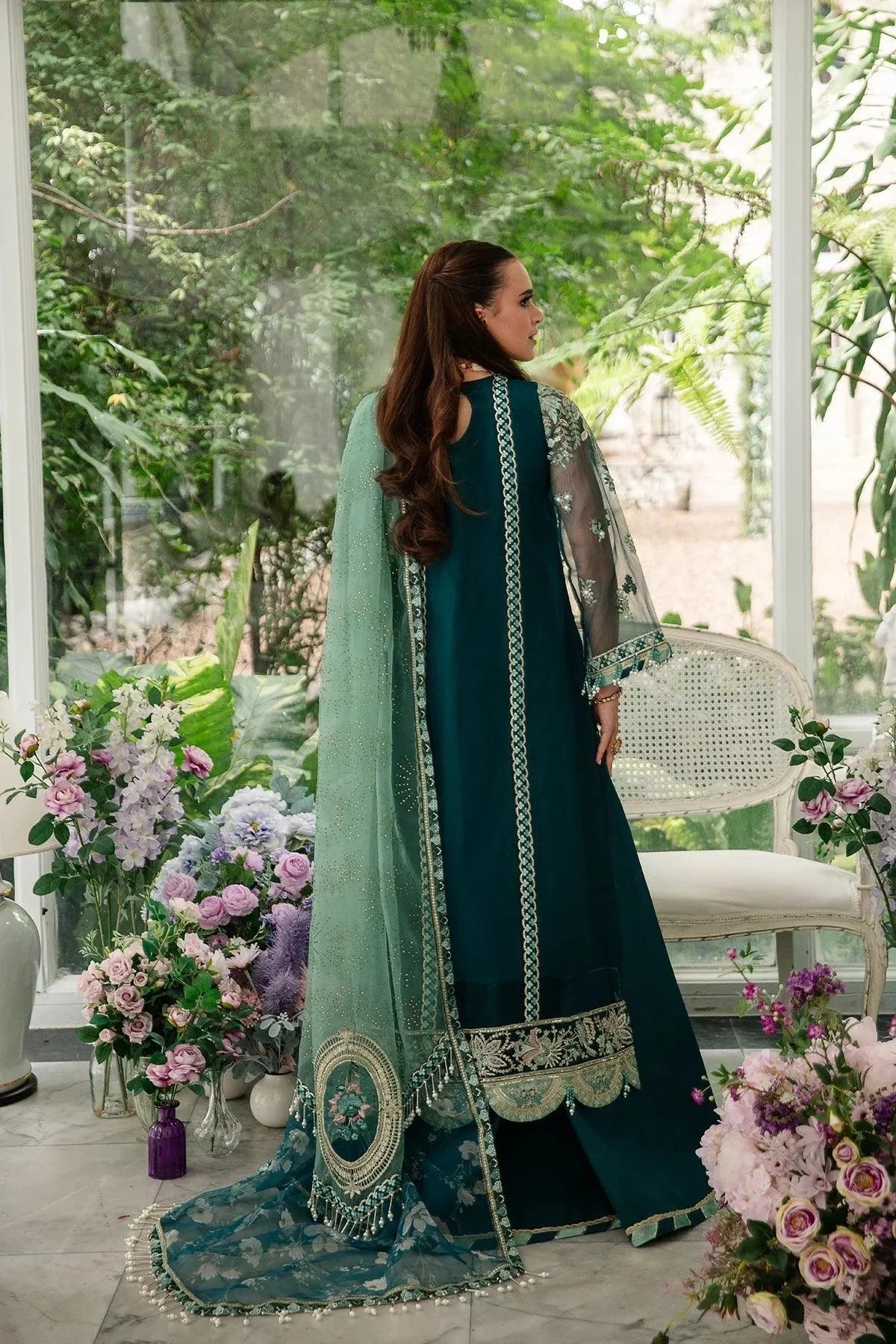 AJR Couture | Alif Luxury Wedding Formals 23 | Teal - Pakistani Clothes - Hoorain Designer Wear