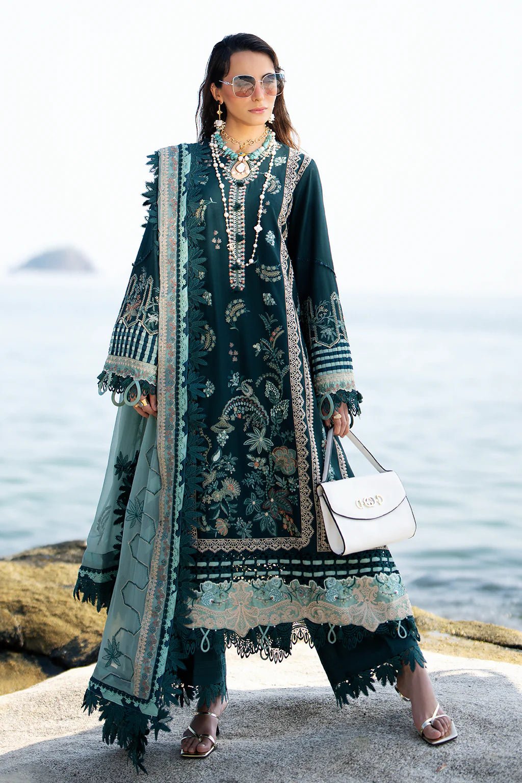 AJR Couture | Alif Signature Luxury Lawn 24 | Celia - Pakistani Clothes - Hoorain Designer Wear