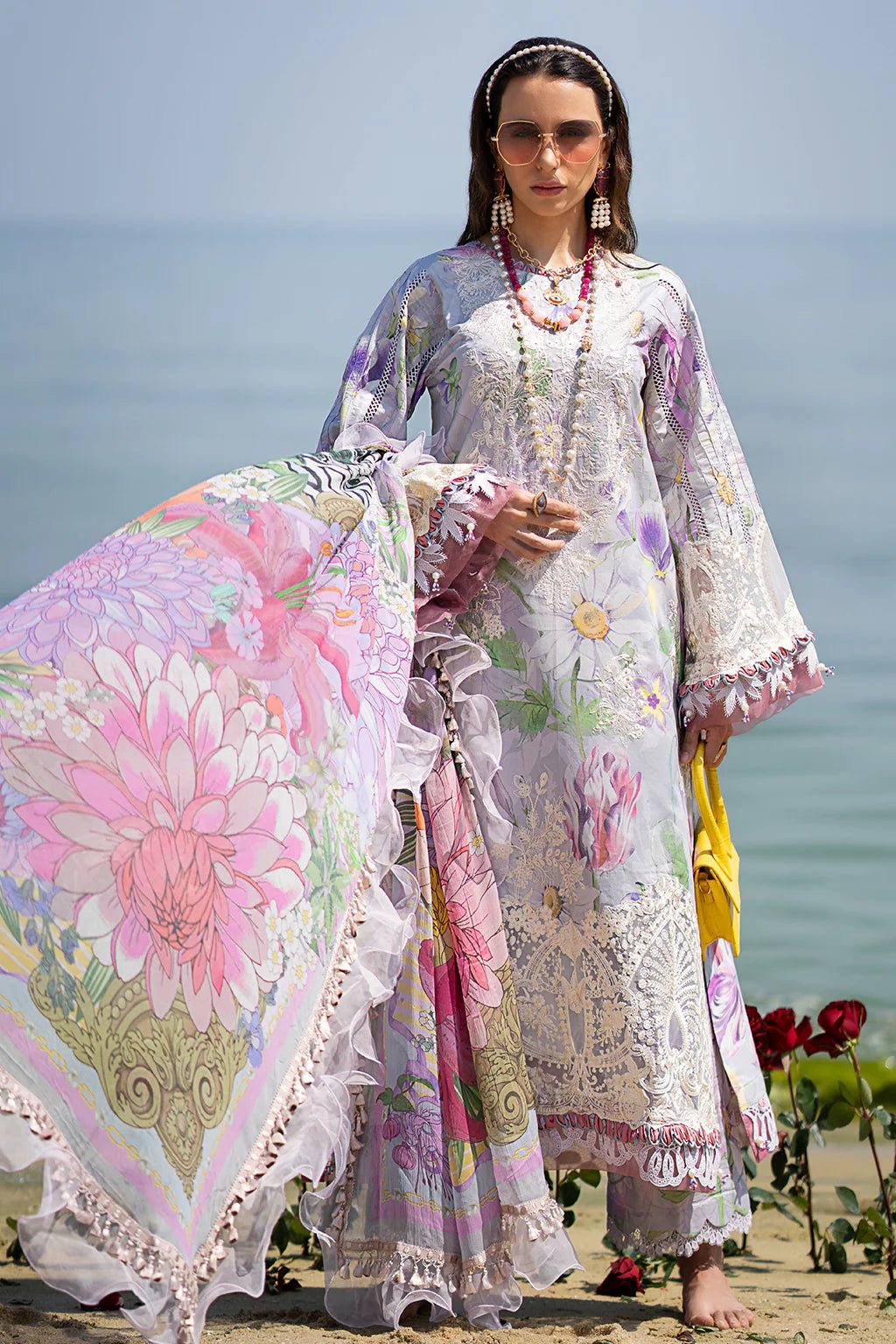 AJR Couture | Alif Signature Luxury Lawn 24 | Lyra - Pakistani Clothes - Hoorain Designer Wear