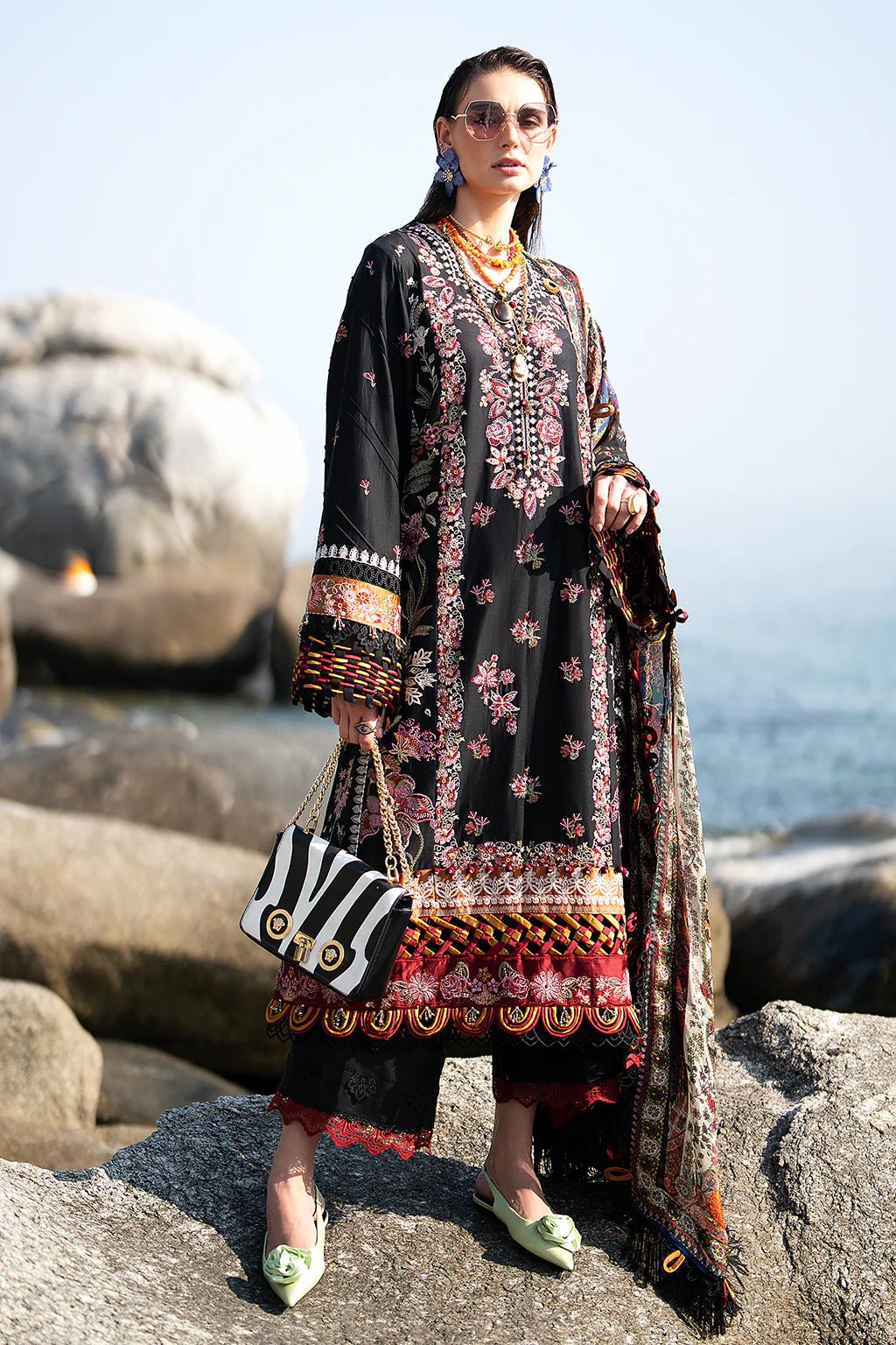 AJR Couture | Alif Signature Luxury Lawn 24 | Noir - Pakistani Clothes - Hoorain Designer Wear