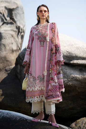 AJR Couture | Alif Signature Luxury Lawn 24 | Rosy - Pakistani Clothes - Hoorain Designer Wear