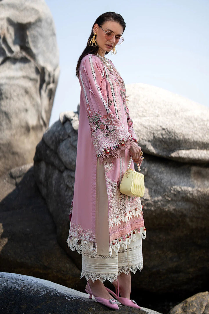 AJR Couture | Alif Signature Luxury Lawn 24 | Rosy - Pakistani Clothes - Hoorain Designer Wear