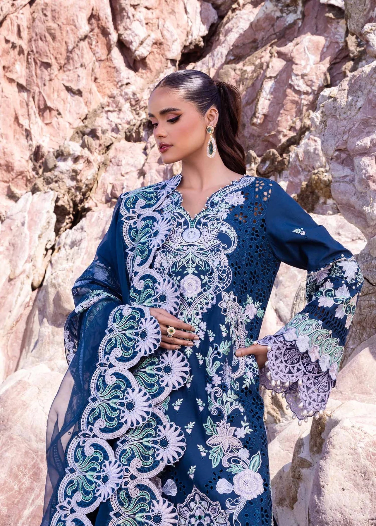 Akbar Aslam | Oasis Lawn 24 | Blue Bell - Pakistani Clothes - Hoorain Designer Wear