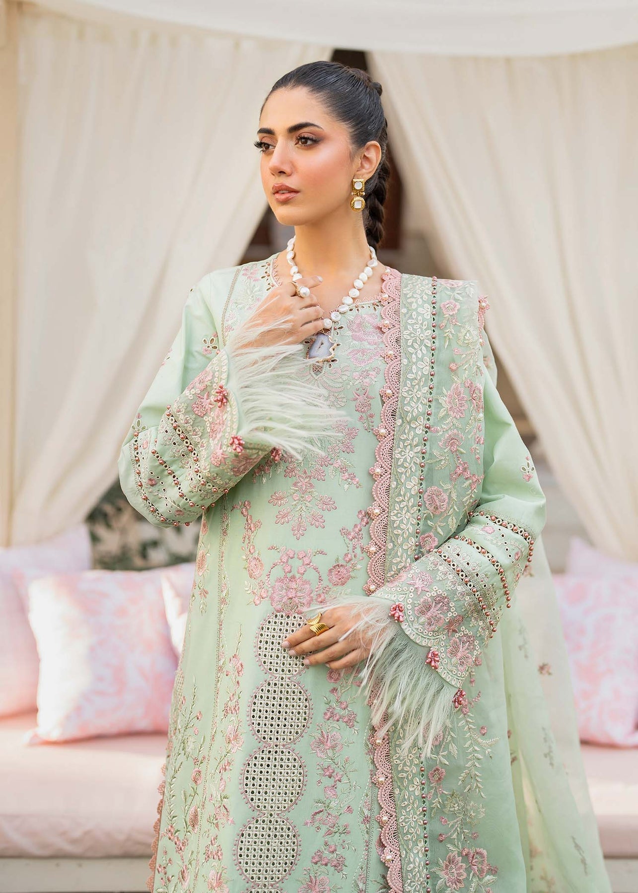 Akbaraslam | Hayat Luxury Lawn 24 | BASIL - Pakistani Clothes - Hoorain Designer Wear